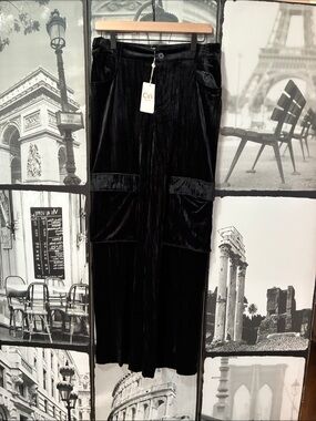 Chelsea & Violet Black Velvet Cargo Pants